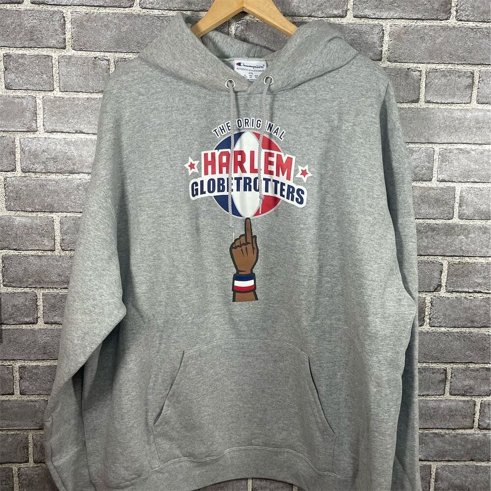 Harlem Globetrotters Champion Hoodie Sweatshirt Gray 2XL Unisex Pullover